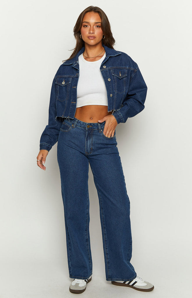 Helena Dark Wash Denim Cropped Jacket