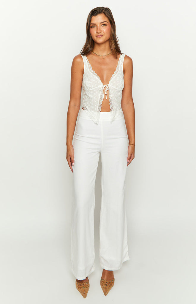 Delaney White Linen Blend Pants – Beginning Boutique