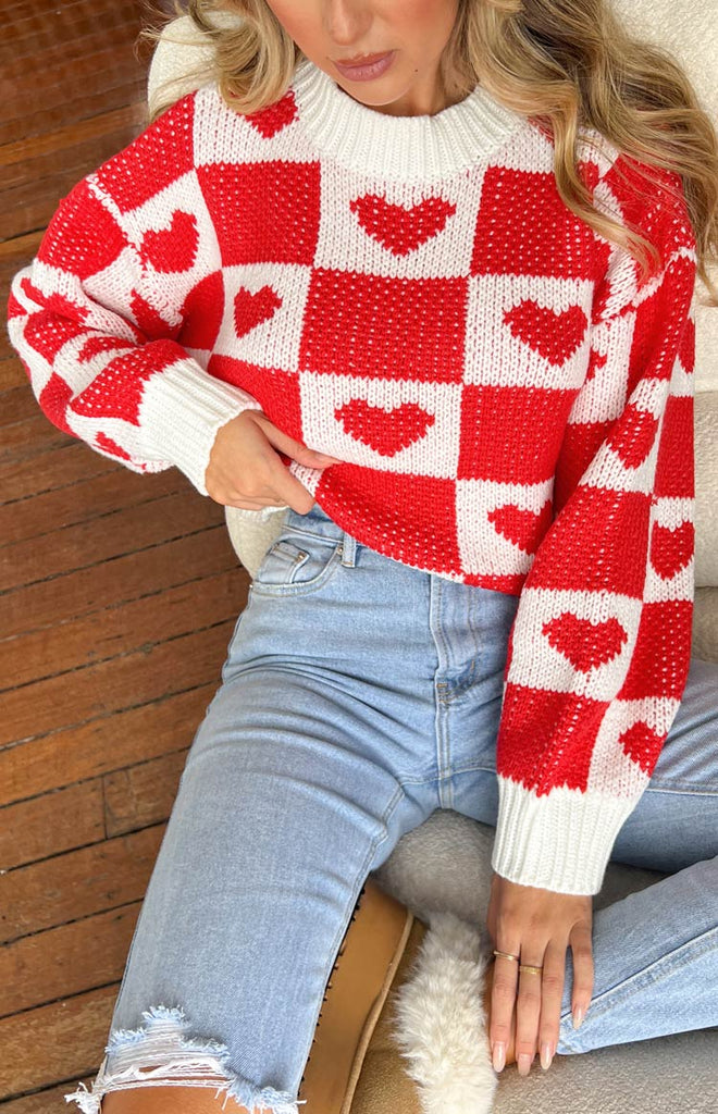 Open Back Heart Sweater - Red – Moda Boutique