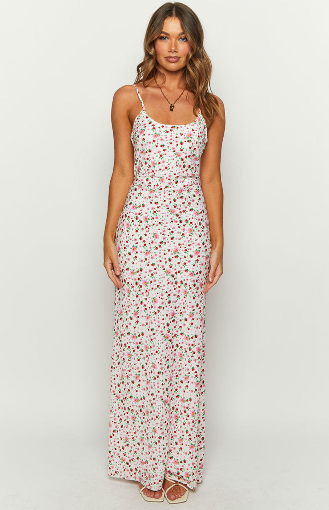 Renesmee Satin Summer Print Maxi Dress – Beginning Boutique US