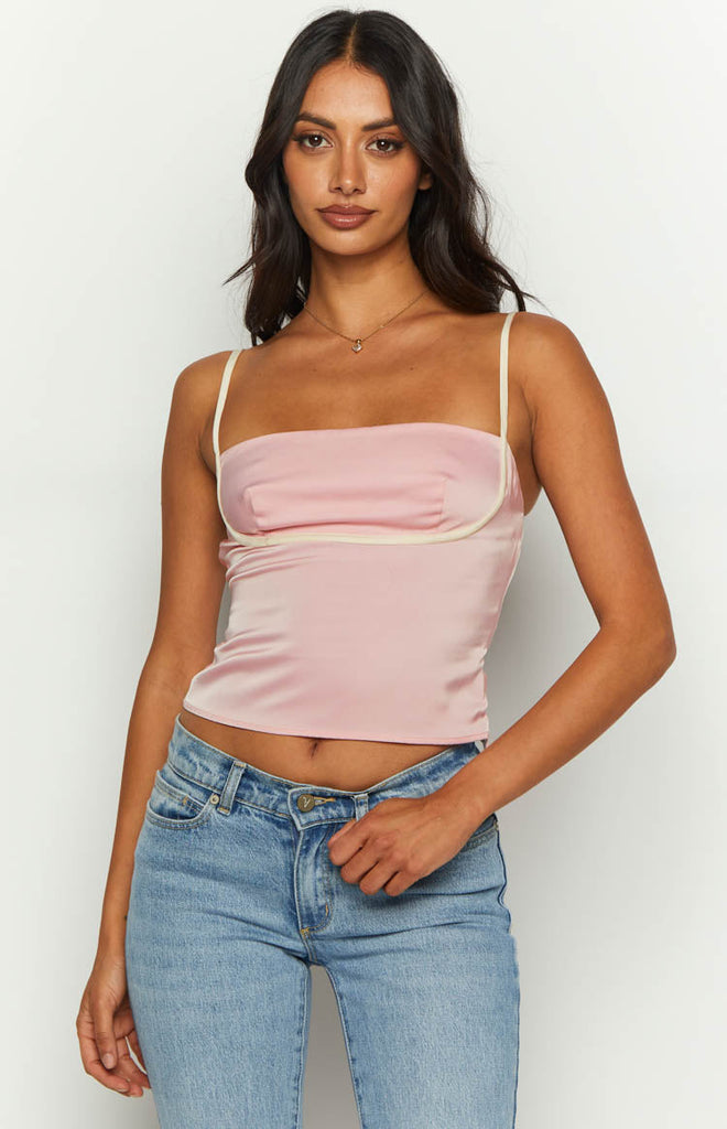 Tamra Pink Low Back Top – Beginning Boutique US