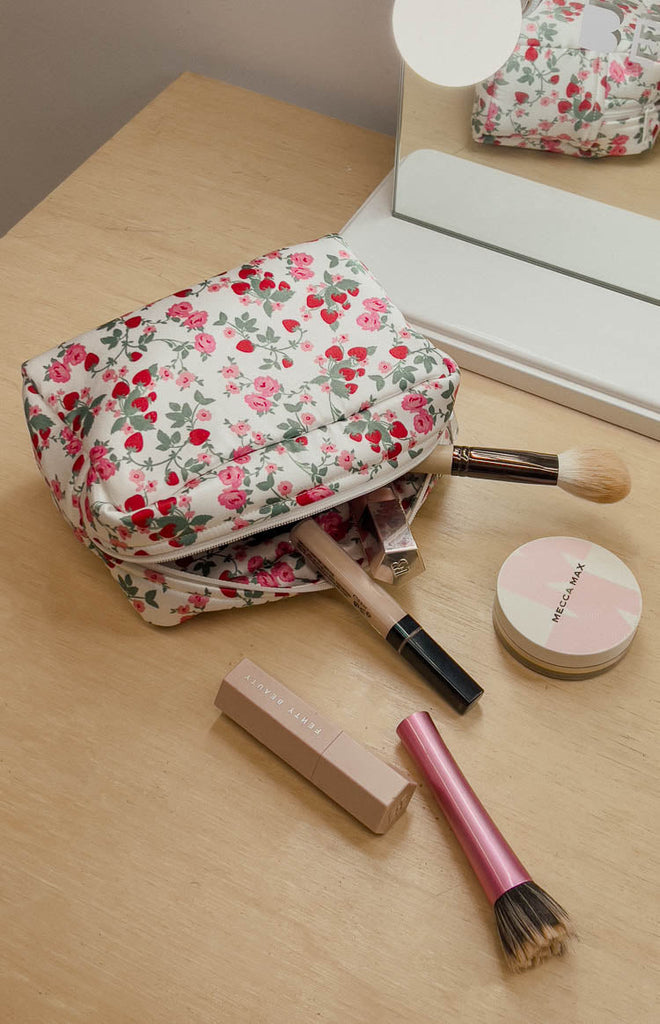 Floral Satin Make-Up Bag – Beginning Boutique