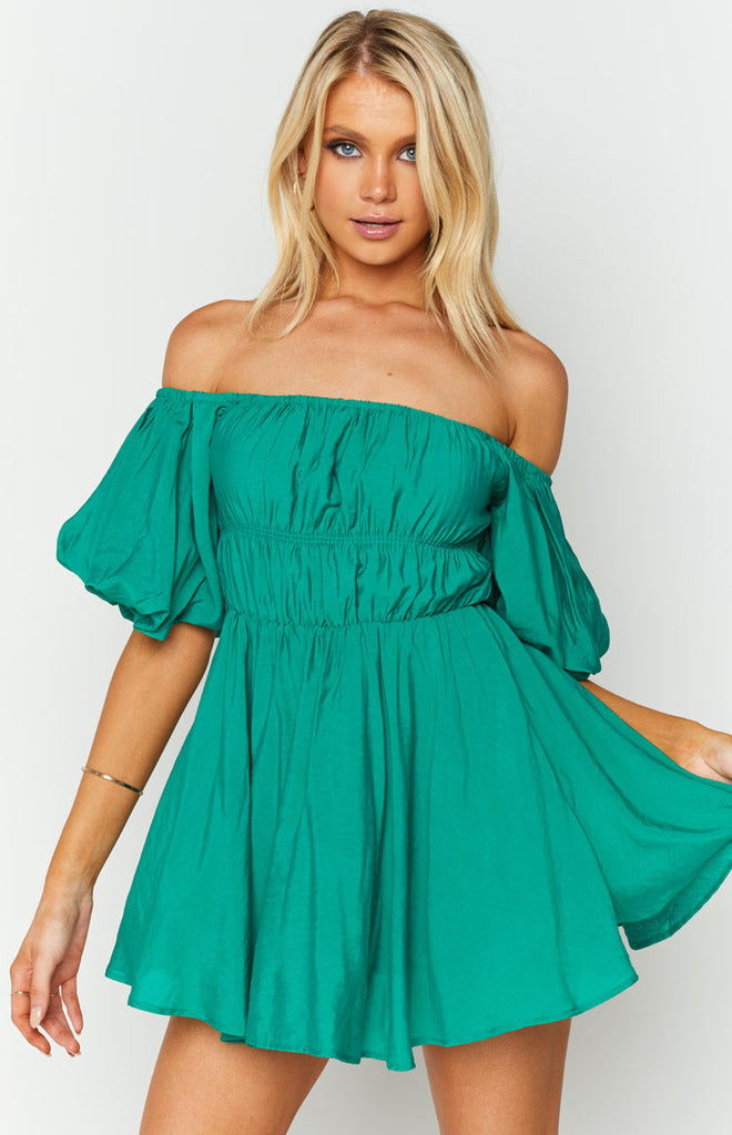 Paradise Puff Sleeve Dress Green