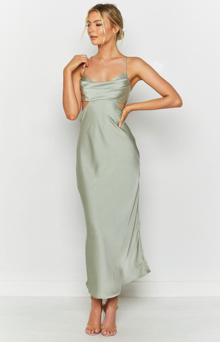 Taleah Cut Out Maxi Dress Sage – Beginning Boutique US