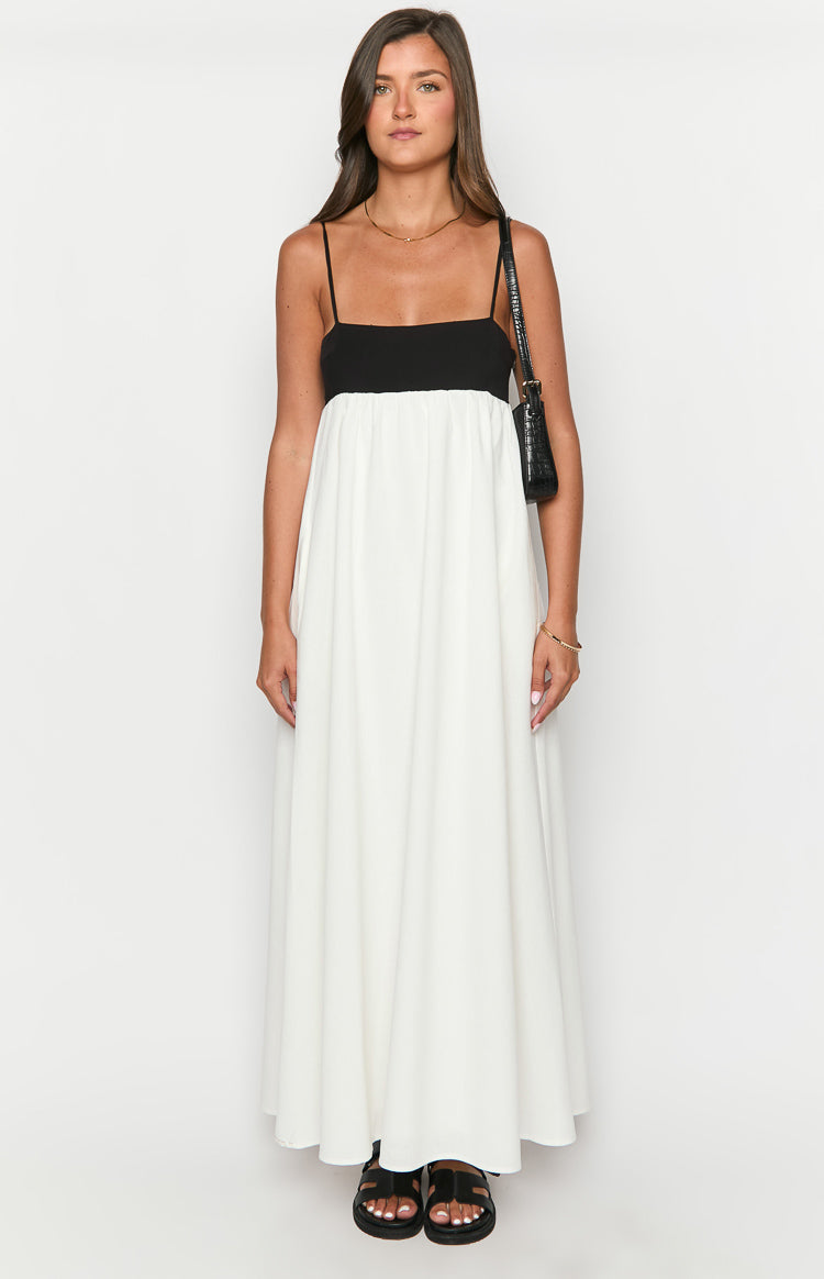 Akari White Contrast Maxi Dress Image