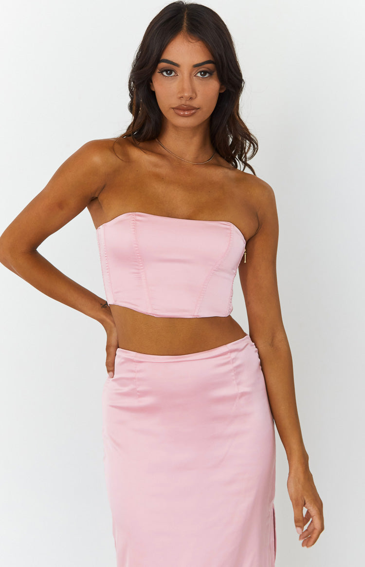 Abbey Pink Satin Corset Top – Beginning Boutique US