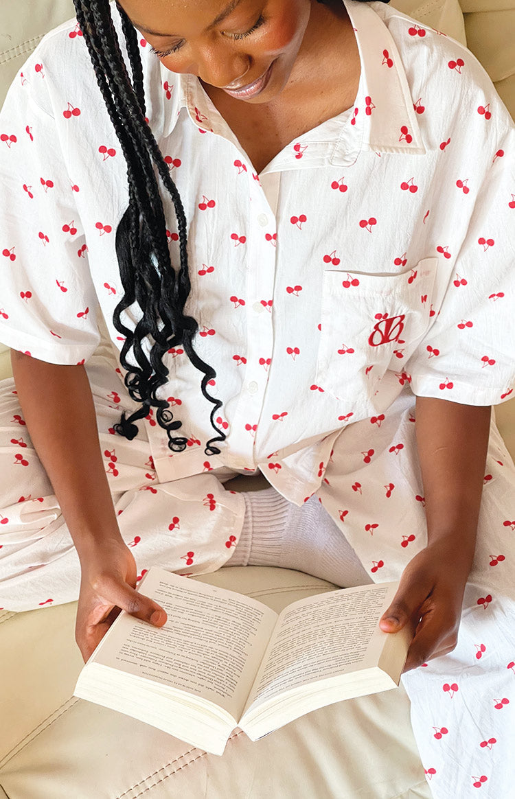 Alexea Cherry Print Pajama Shirt Image