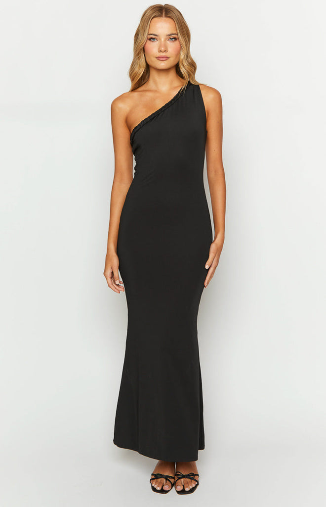 Alina Black One Shoulder Maxi Dress – Beginning Boutique US