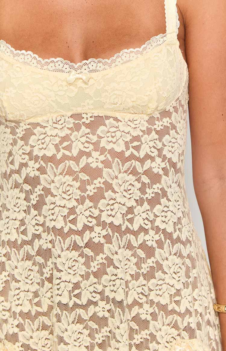 All Mine Cream Lace Mini Dress Image