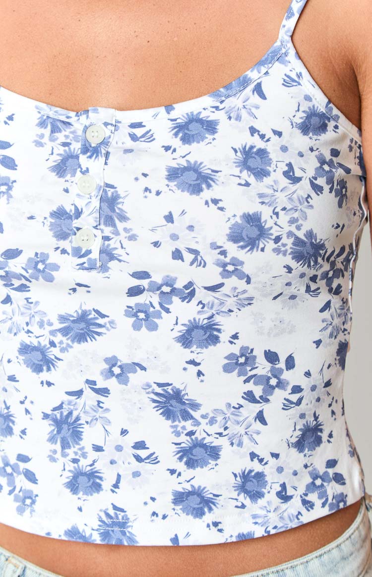 Andie Blue Floral Singlet Image