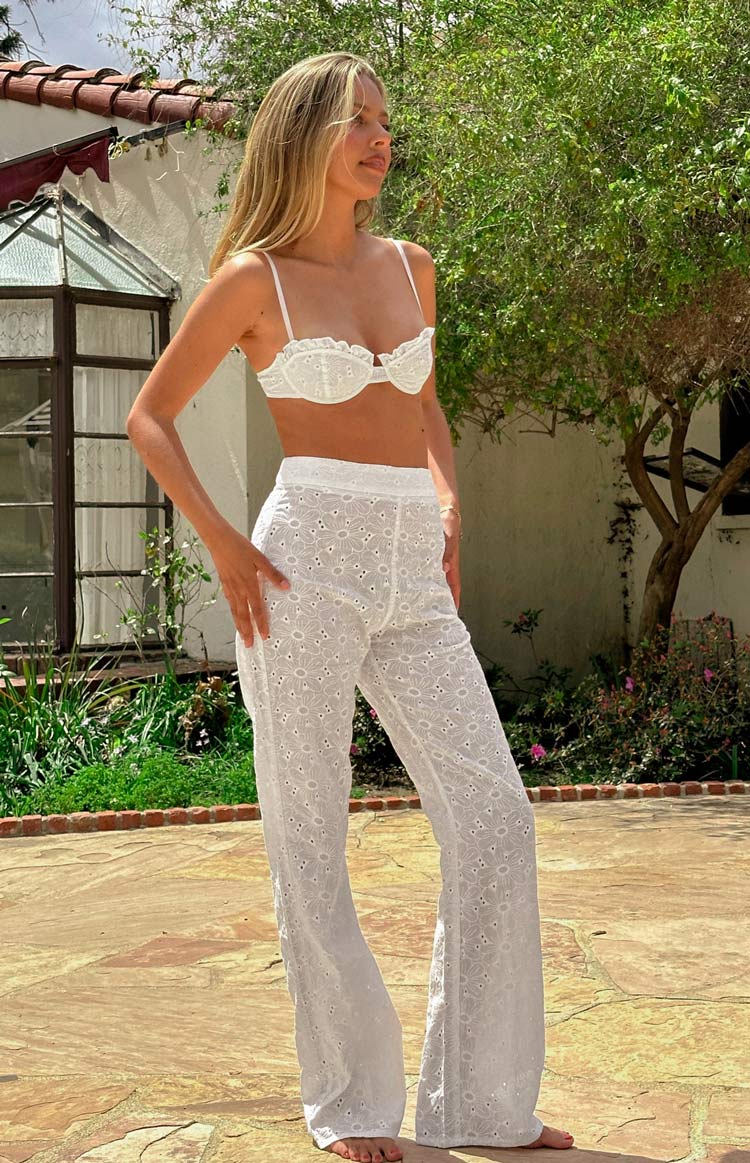 Sheer Lace Pants in White - Swimwear