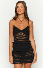 Ausha Black Knit Mini Dress Image