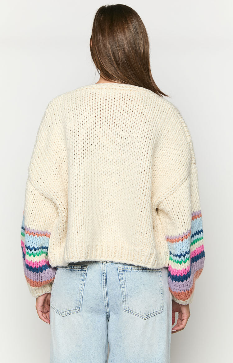 Bad Habits Cream Multi Knit Cardigan Image