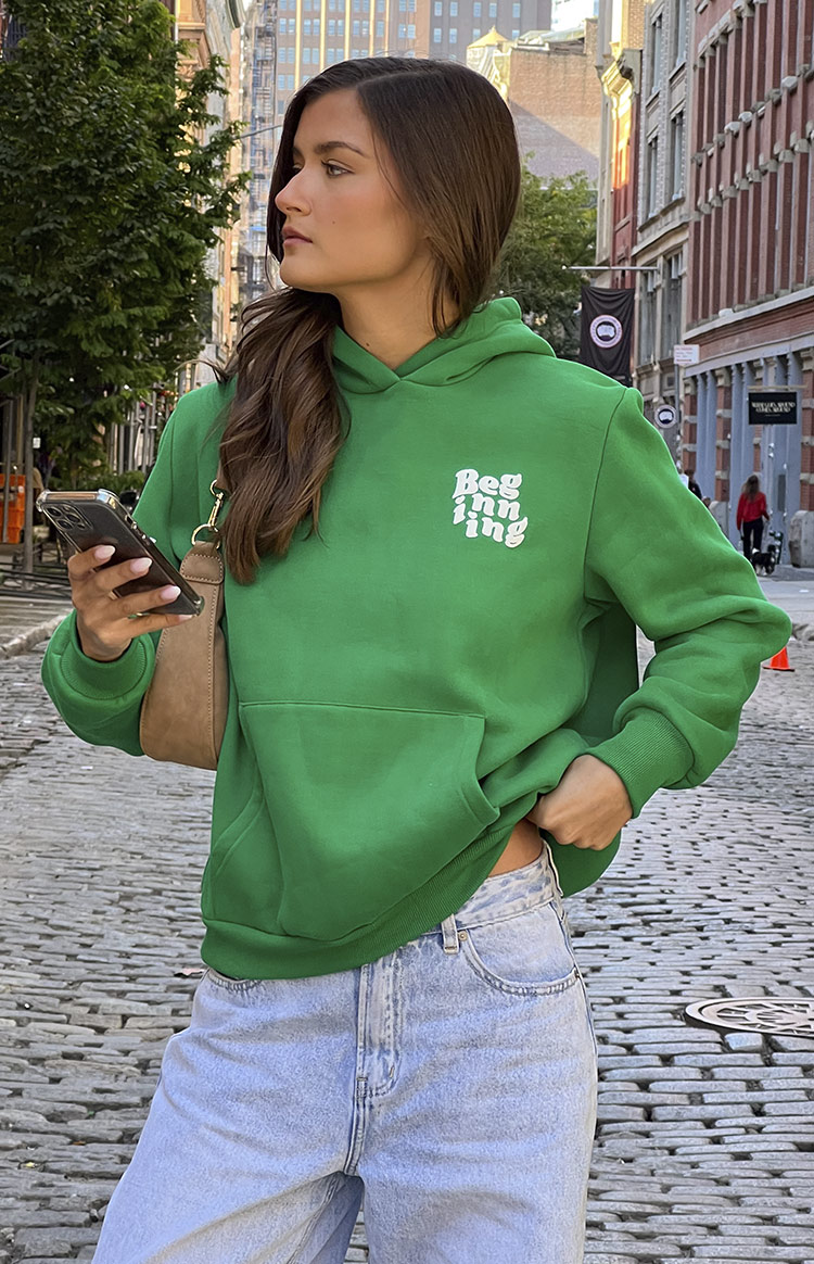 Green hoodie fashion style