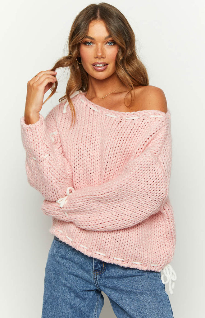 Bea Baby Pink Sweater – Beginning Boutique US