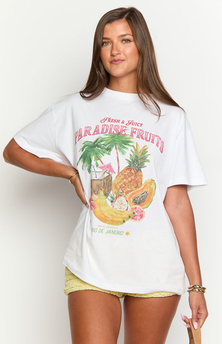 Beginning Paradise Fruits White Tee Image