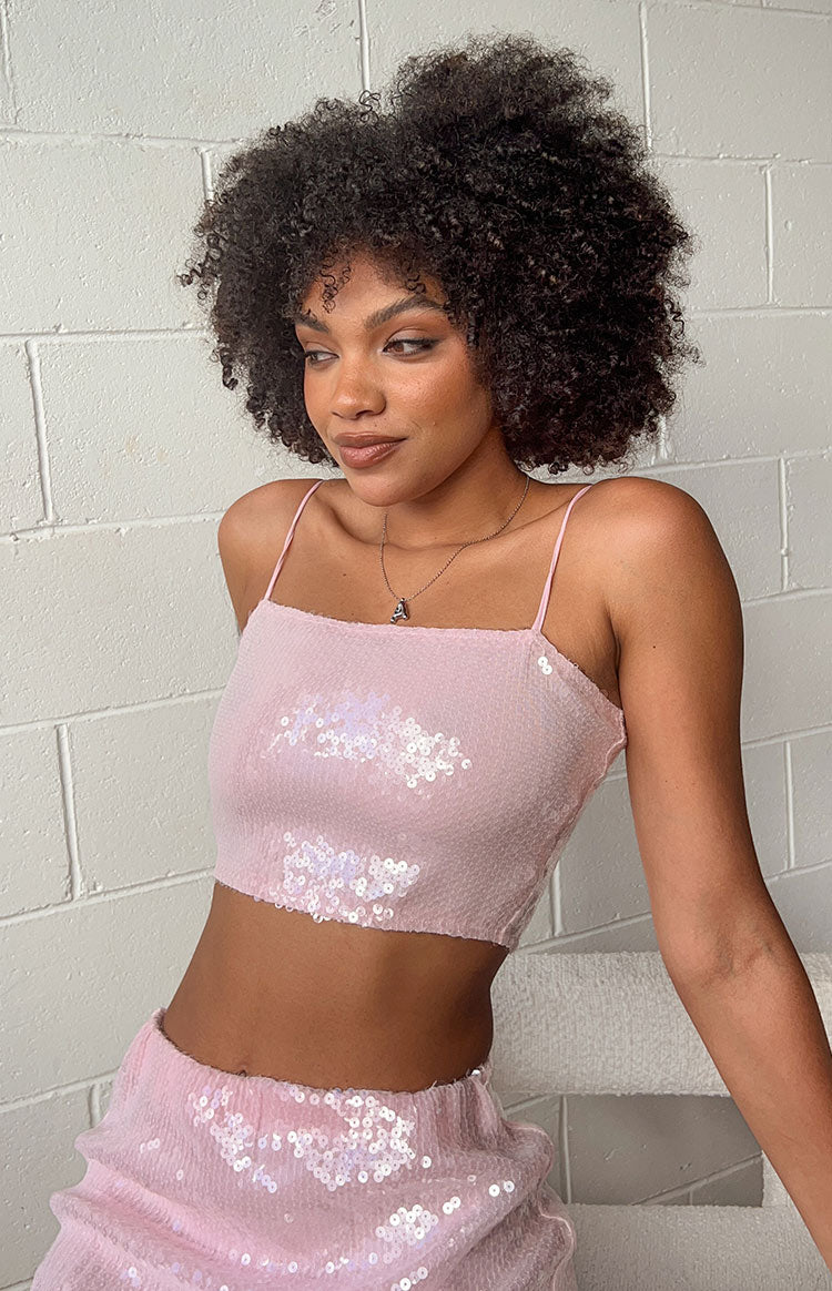 Fashion Melody Pink Sequin Halter Top – Beginning Boutique US