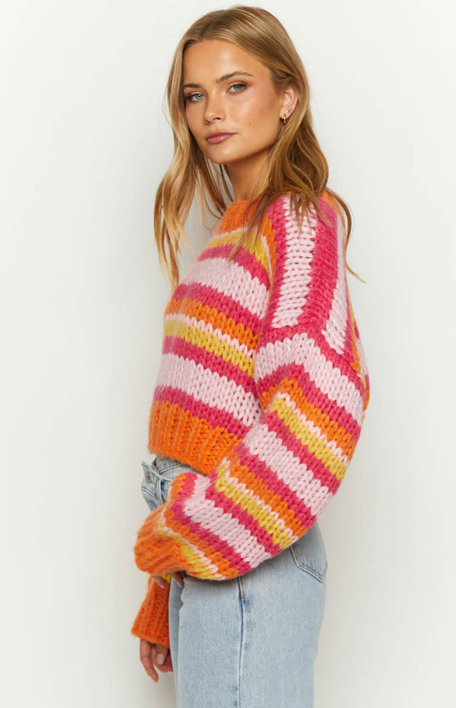 Belmont Pink Stripe Sweater – Beginning Boutique US