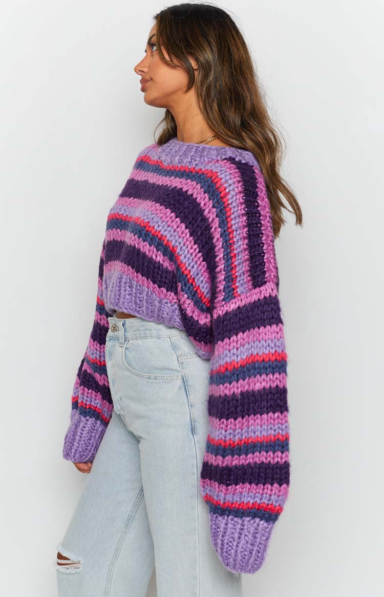 Belmont Stripe Sweater Purple Image