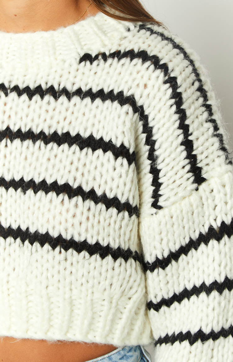 Belmont White Striped Sweater – Beginning Boutique US