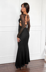 Beverley Black Mesh Long Sleeve Maxi Dress, | Shop Maxi Dresses by Beginning Boutique