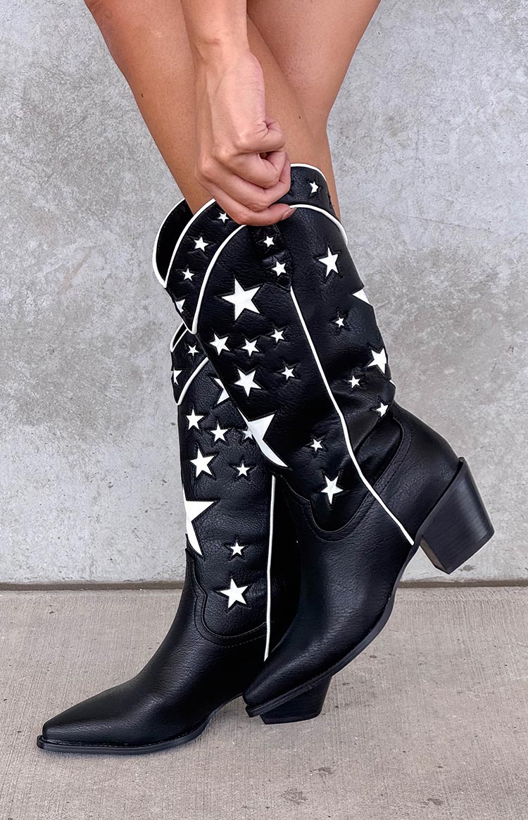 Billini Dollie Black And White Cowboy Boots