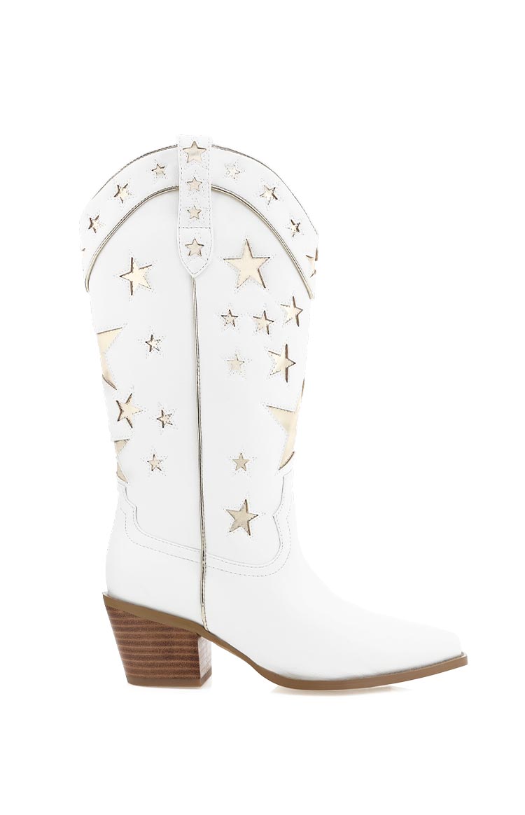 Billini Dollie White Gold Metallic Cowboy Boots Image