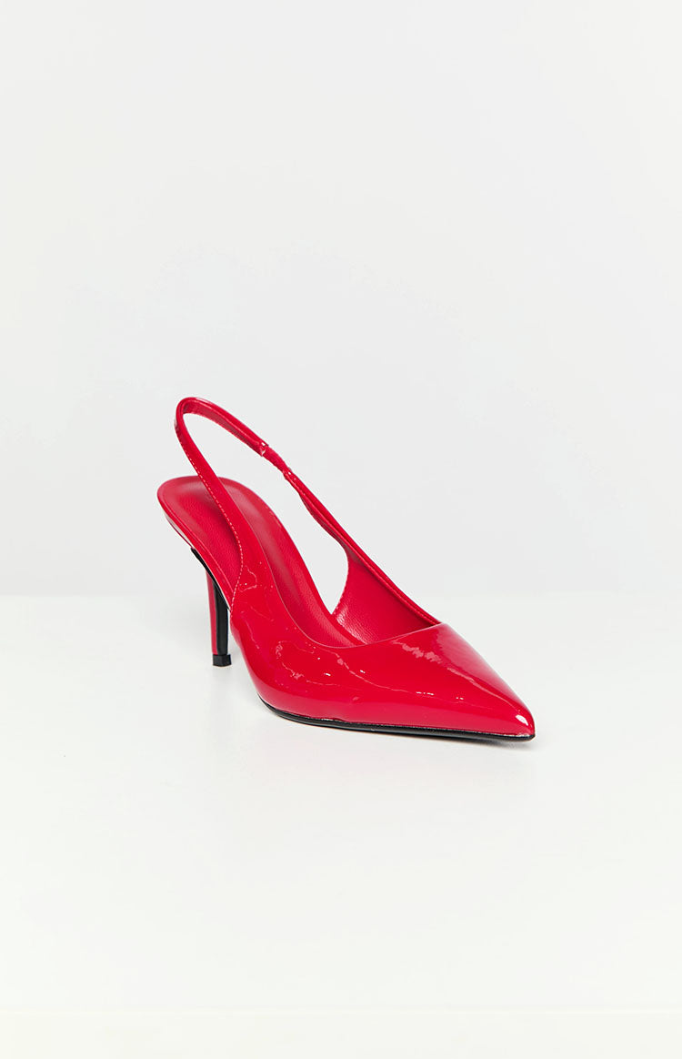 Billini Blondie Strawberry Red Patent Heels Image