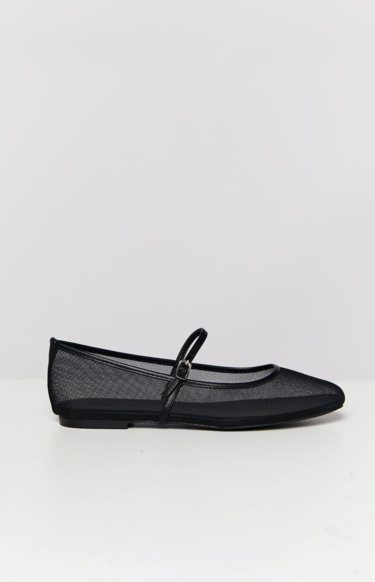 Billini Gilda Black Mesh Ballet Flats Image