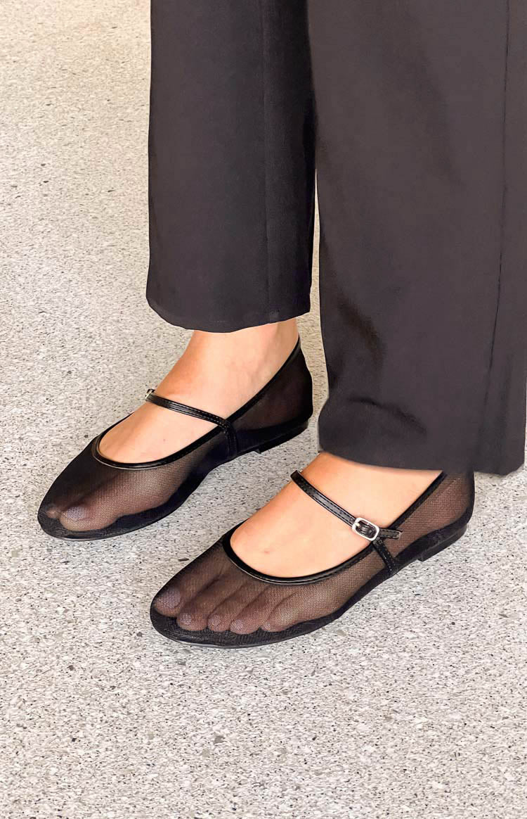 Billini Gilda Black Mesh Ballet Flats Image