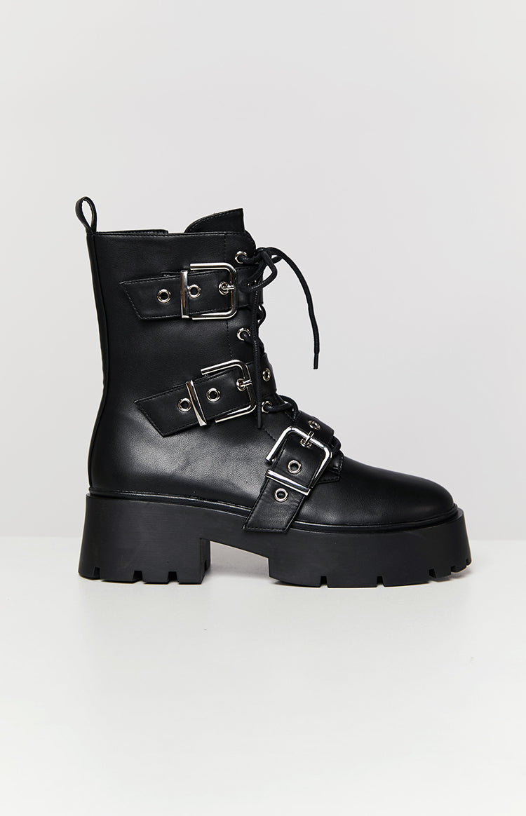 Billini Xyola Black Buckle Up Boots Image