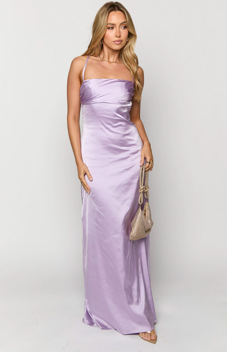 Blaise Lilac Satin Maxi Dress Image