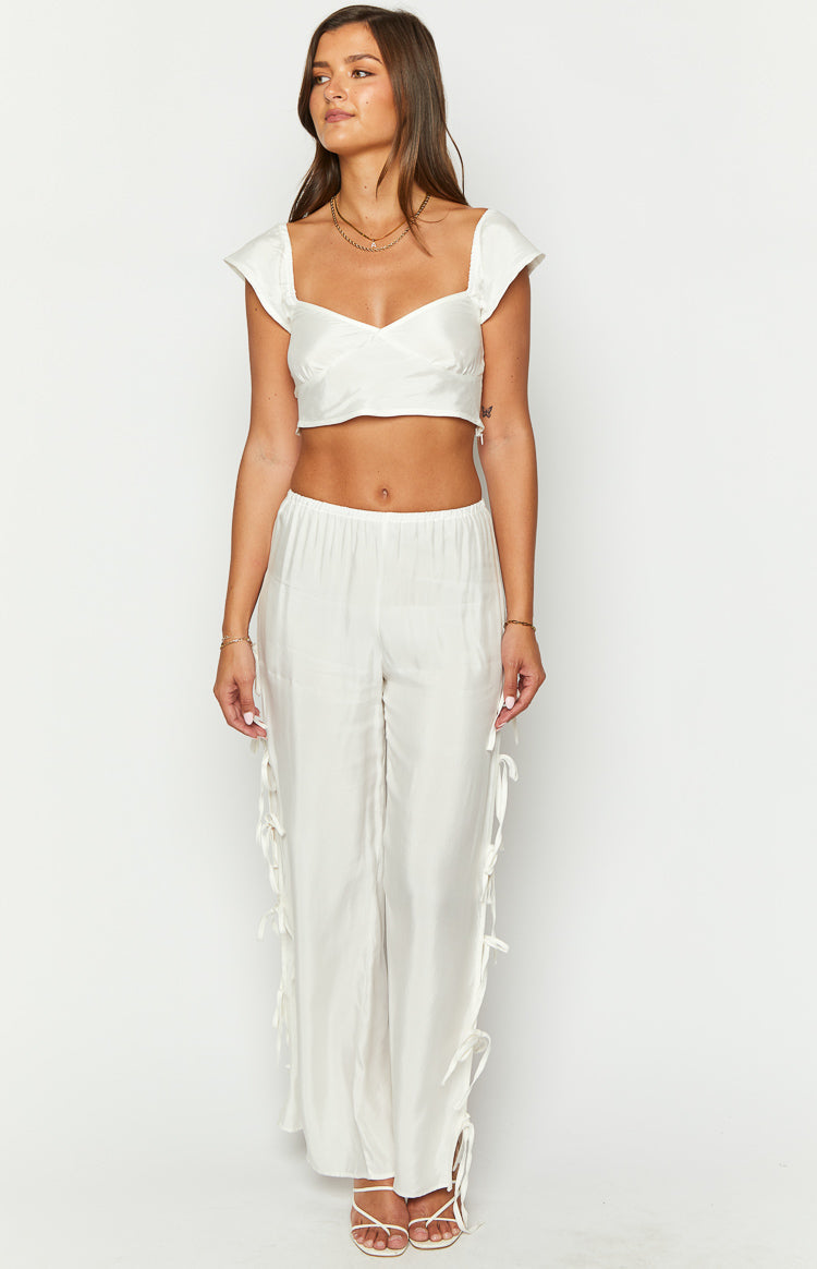 Bridget White Side Tie Pants Image