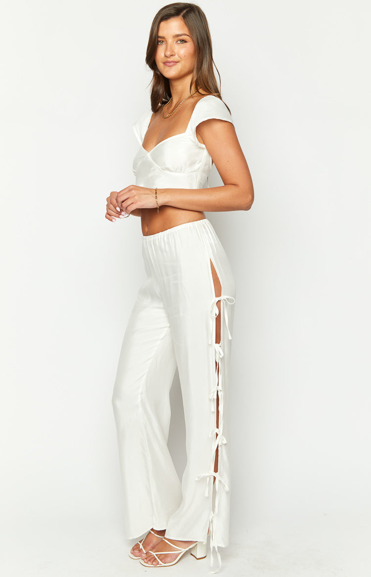 Bridget White Side Tie Pants Image