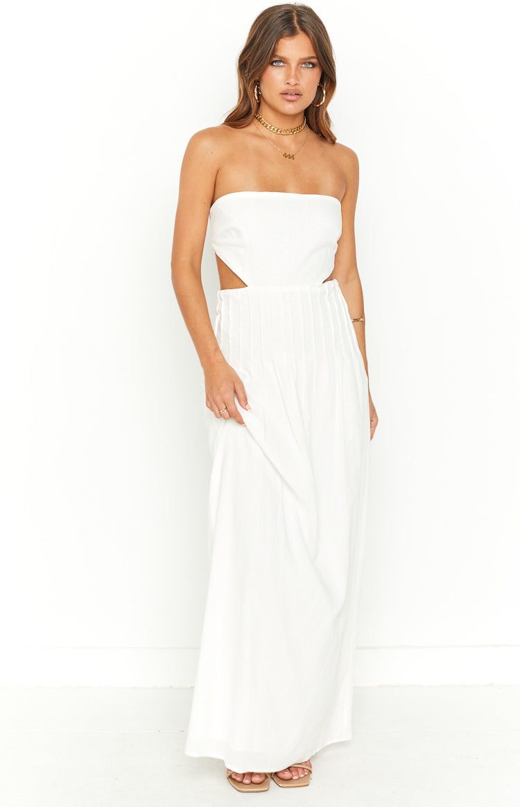 Bronte White Linen Blend Maxi Dress – Beginning Boutique US