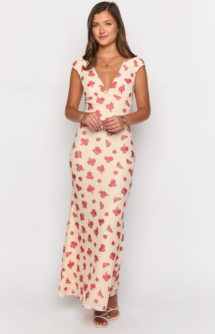 Cali Red Floral Maxi Dress Image