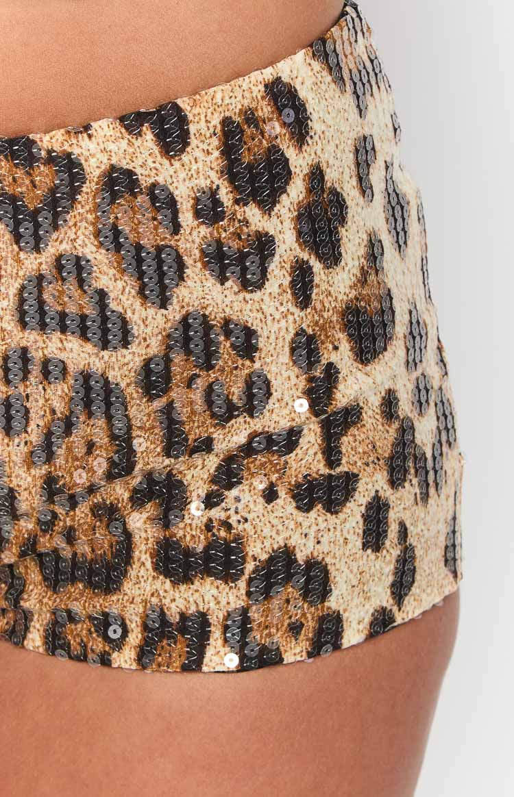 Calithea Leopard Sequin Micro Shorts Image