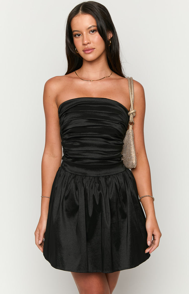 Call On Me Black Strapless Mini Dress Image