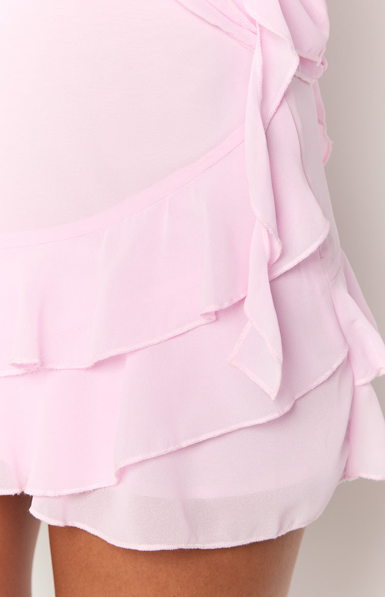 Caspian Pink Chiffon Mini Skirt Image