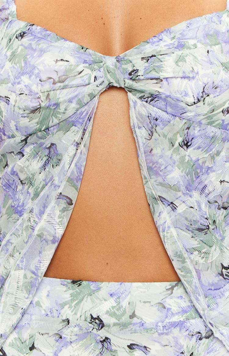 Caspian Purple Floral Print Chiffon Top – Beginning Boutique US