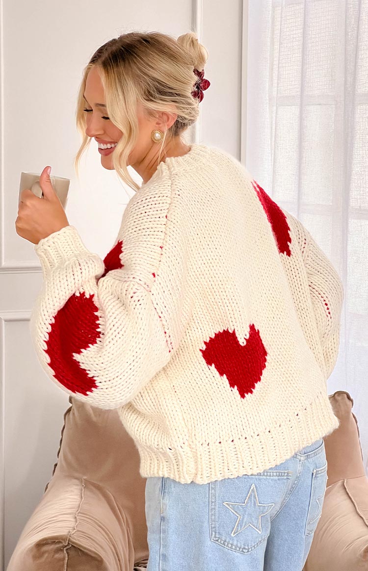 Chandi Cream Heart Chunky Knit Sweater Image