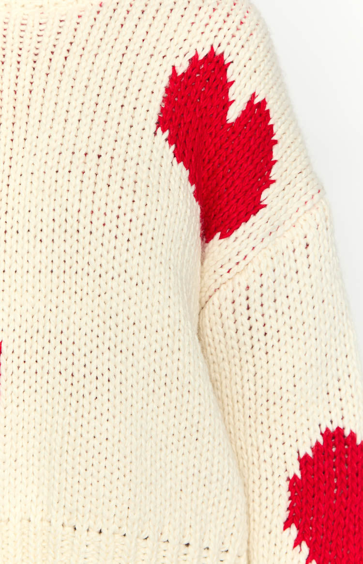 Chandi Cream Heart Chunky Knit Sweater Image