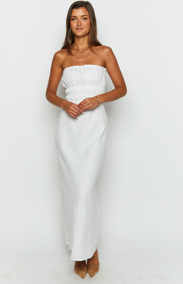 Charlotte White Strapless Maxi Dress – Beginning Boutique US