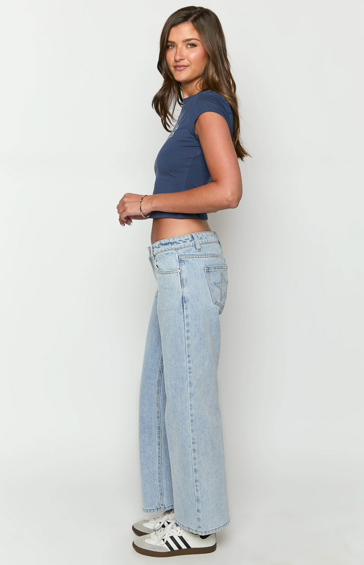 Clara Star Light Wash Denim Low Rise Jeans BACK ON 10/16 Image