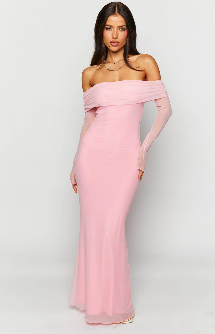 Coraline Pink Long Sleeve Maxi Dress – Beginning Boutique US