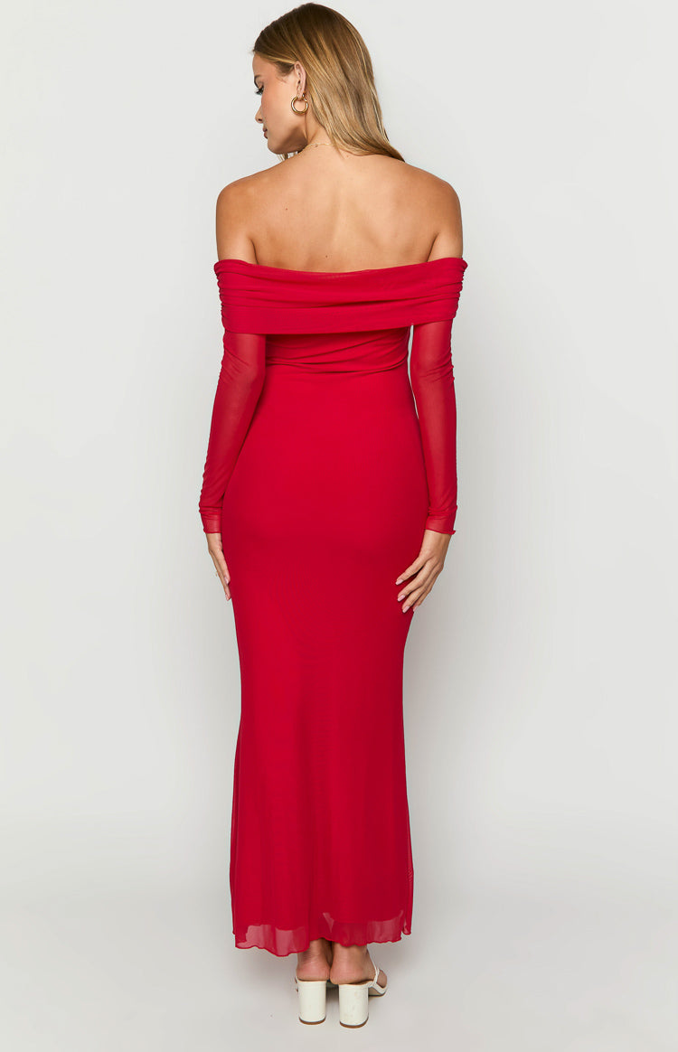 Coraline Red Long Sleeve Maxi Dress Image