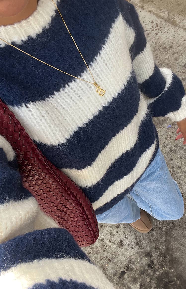 Cotton Candy Navy Stripe Knit Jumper Image