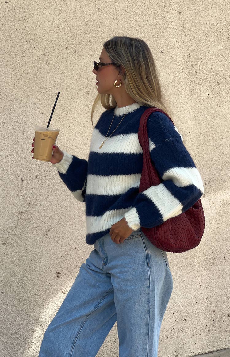 Cotton Candy Navy Stripe Knit Jumper Image