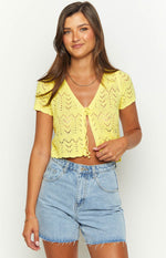 Dahlia Yellow Front Tie Cardigan Image