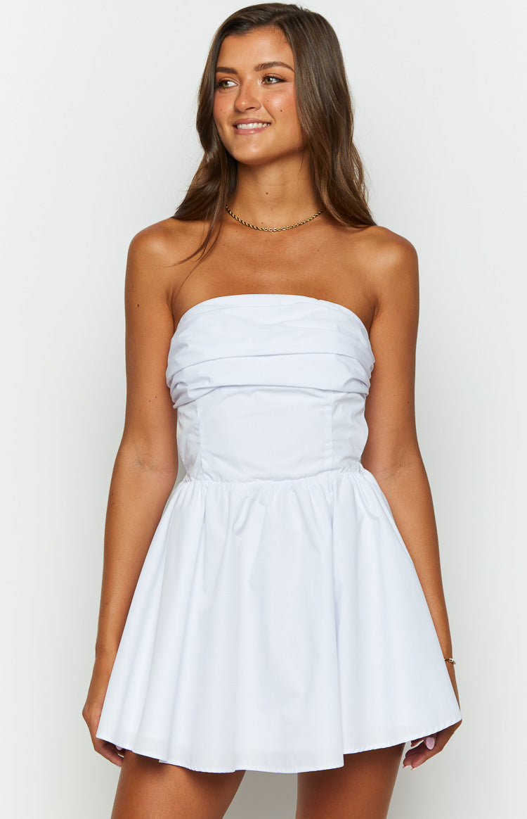 White strapless hotsell mini dress